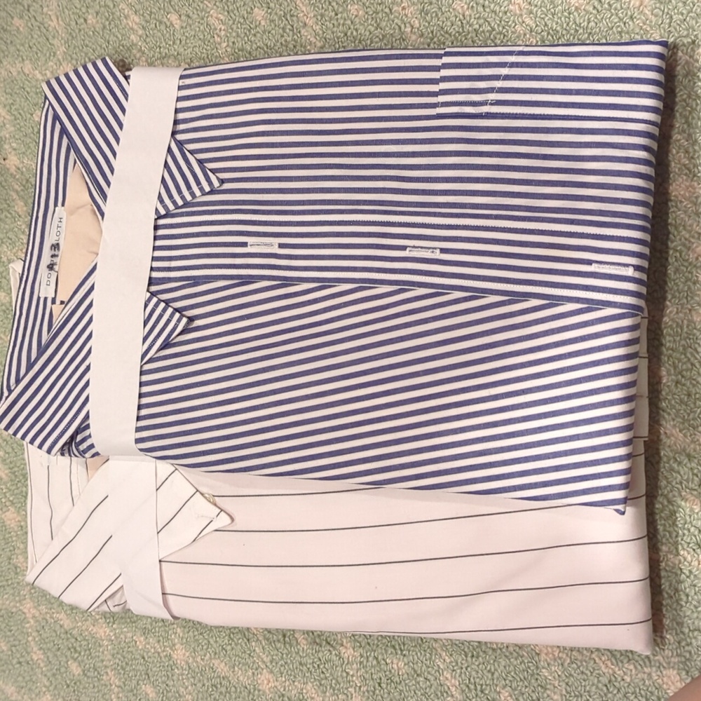 Direct from dry cleaners 17.5 34 Ferrell Reed men's dress shirts in blue/white
